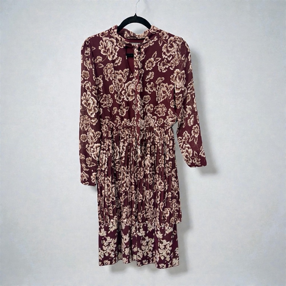 Fashion Union Burgundy Floral Long Sleeve Dress